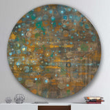Blue and Bronze Dots on Glass IV - Abstract Metal Circle Wall Art