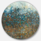 Blue and Bronze Dots - Abstract Round Metal Wall Art