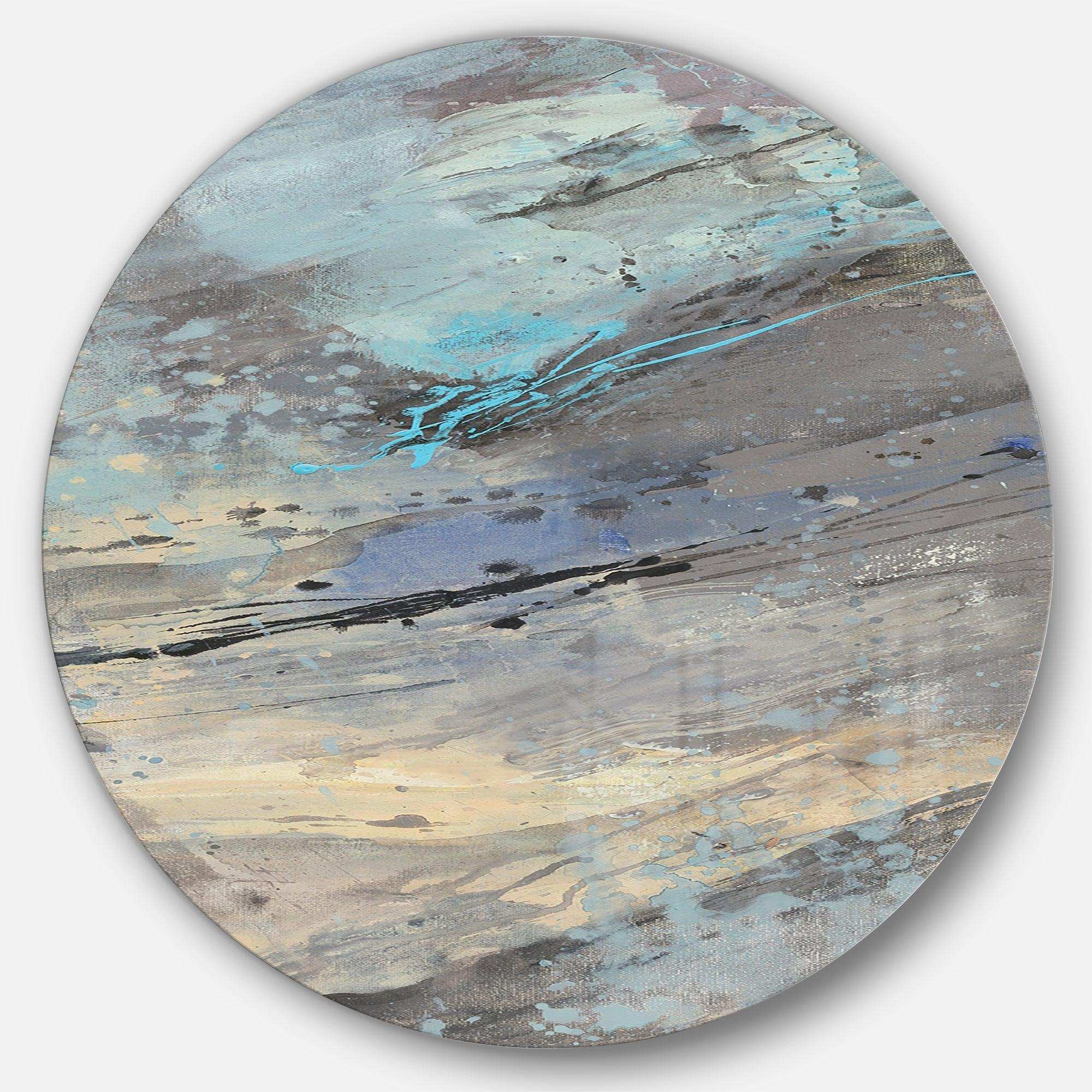 Rock Teal Panel I - Abstract Round Metal Wall Art
