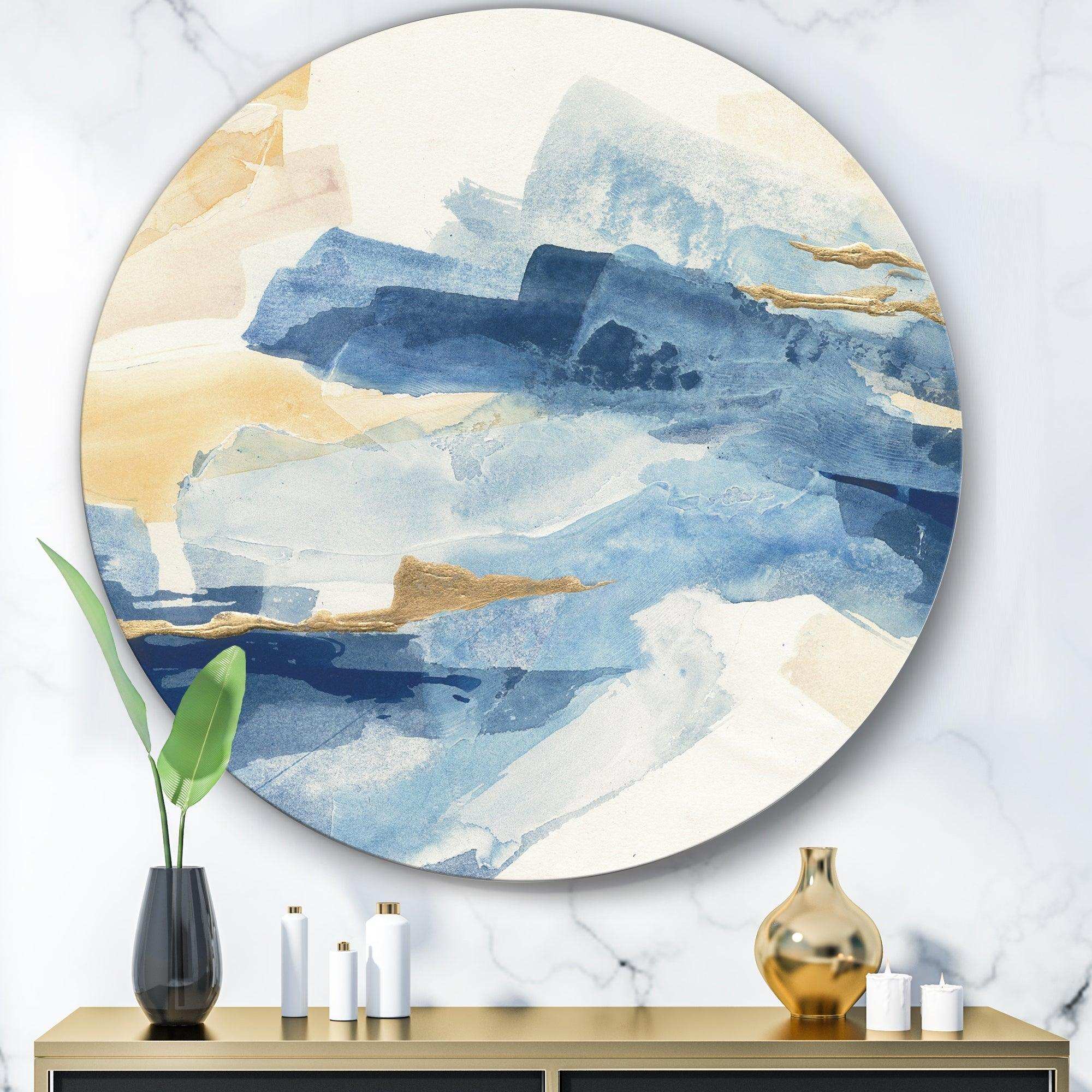 Metallic Gold Indigo II - Abstract Metal Circle Wall Art