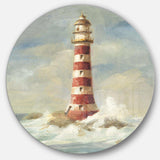 Ocean Lighthouse - Beach Round Metal Wall Art