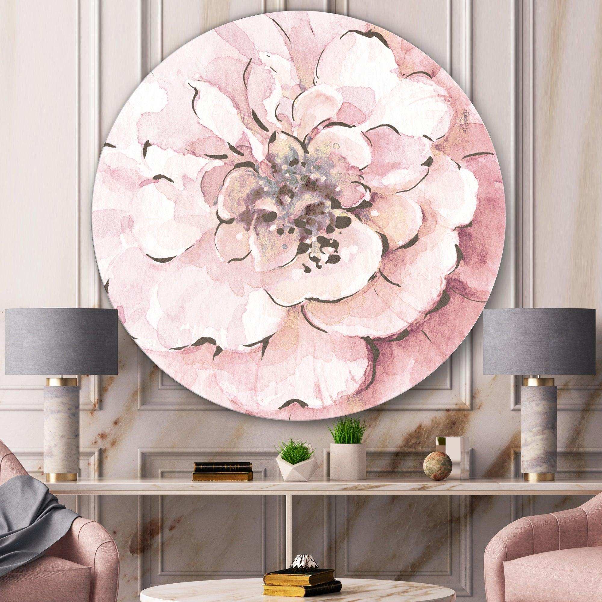 Indigold Shabby Peonies Pink - Floral Circle Metal Wall Decor