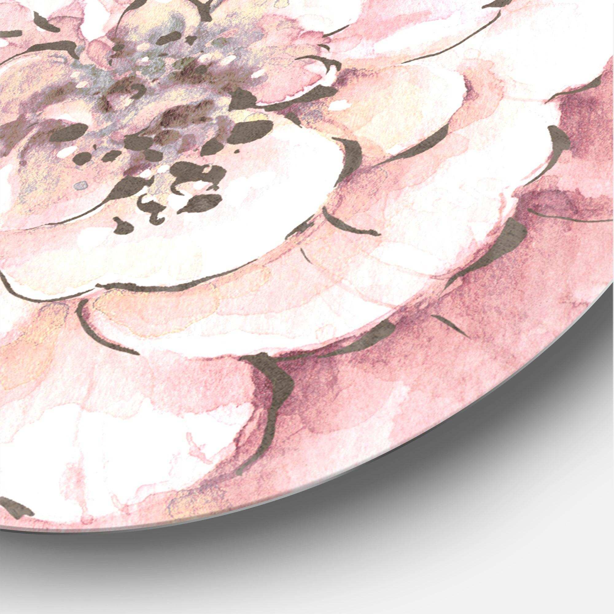 Indigold Shabby Peonies Pink - Floral Circle Metal Wall Decor