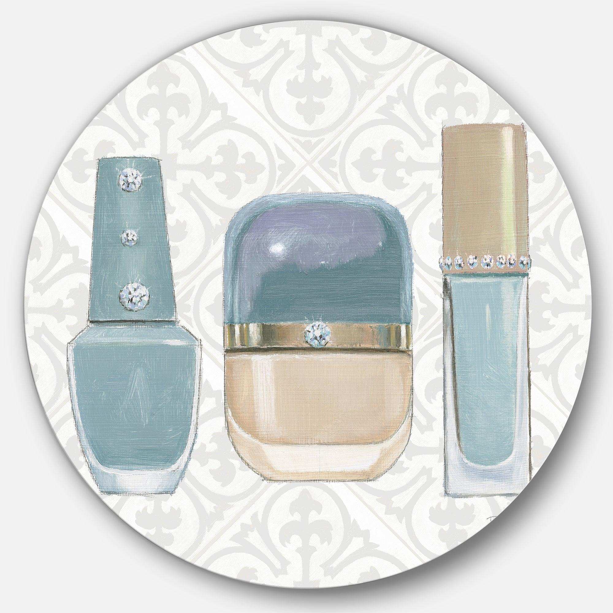 Glam cosmetics Blue accessories - Fashion Round Metal Wall Art