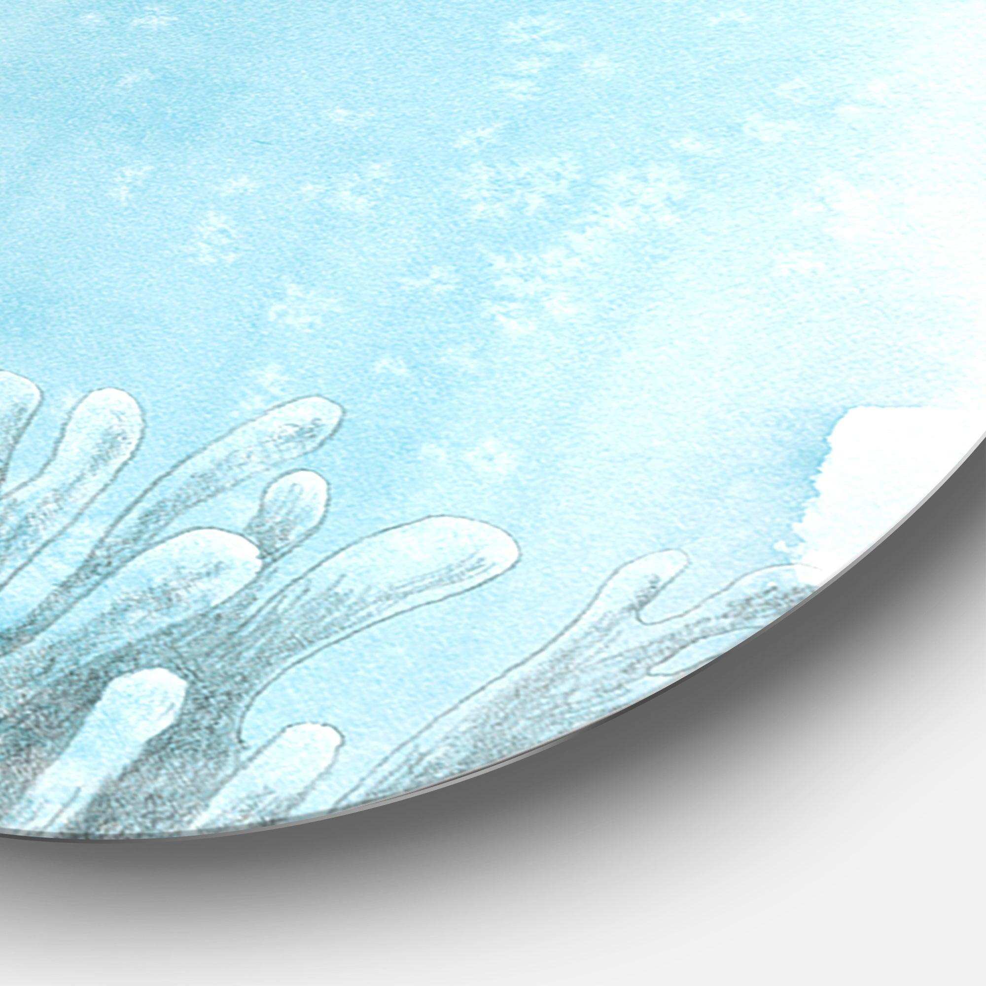 Coastal Sea Life I Turtle sketches - Animal Metal Circle Wall Art