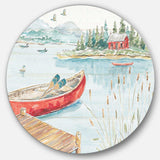 Lake House Canoes I - Landscape Circle Metal Wall Decor