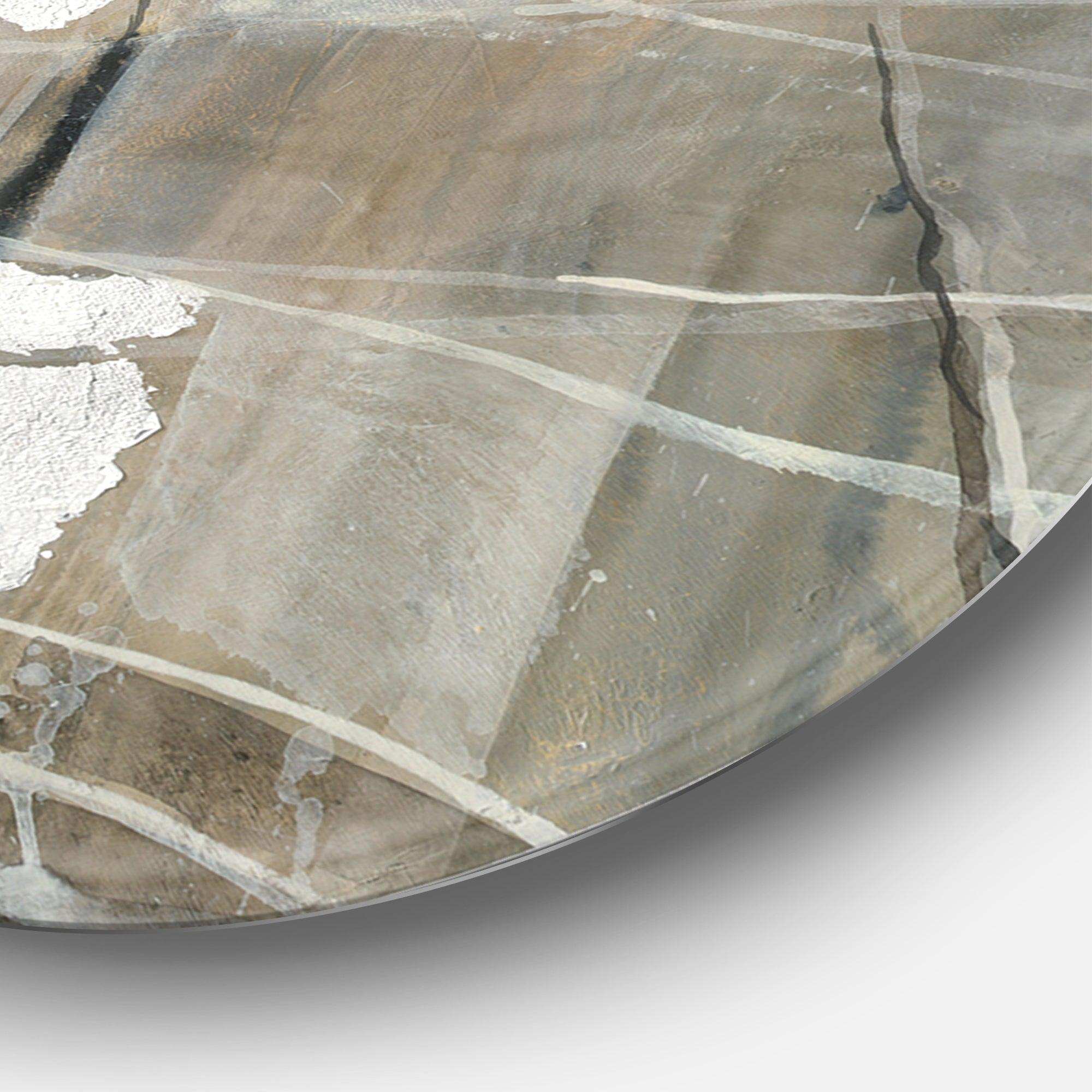 Grey Silver Geometric Composition - Abstract Metal Circle Wall Art