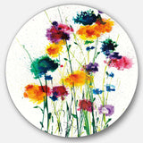 Indigo, Green And Yellow Watercolor - Abstract Circle Metal Wall Decor