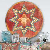 Moroccan Orange Tiles Collage I - Abstract Metal Circle Wall Art