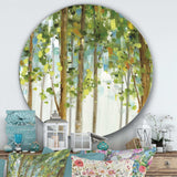 Green Forest Study - Floral Round Metal Wall Art