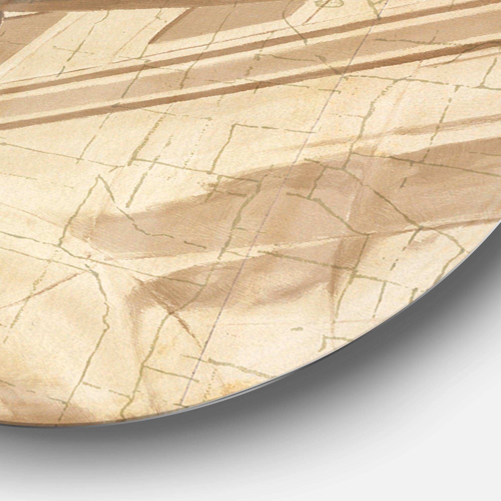 Retro Airplanes Sepia - Transportation Circle Metal Wall Decor