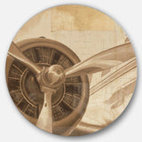 Retro Airplanes Sepia - Transportation Circle Metal Wall Decor