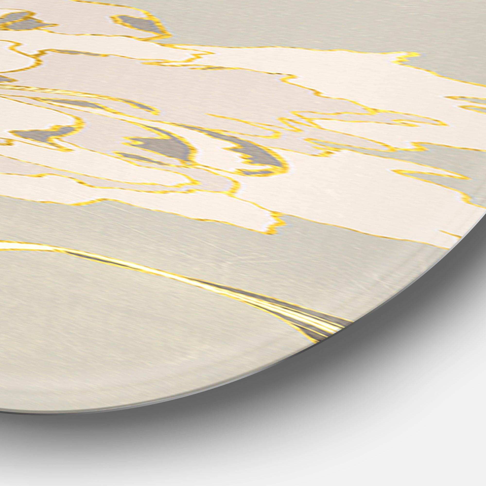 Gold Metallic Floral Garden II - Floral Circle Metal Wall Decor