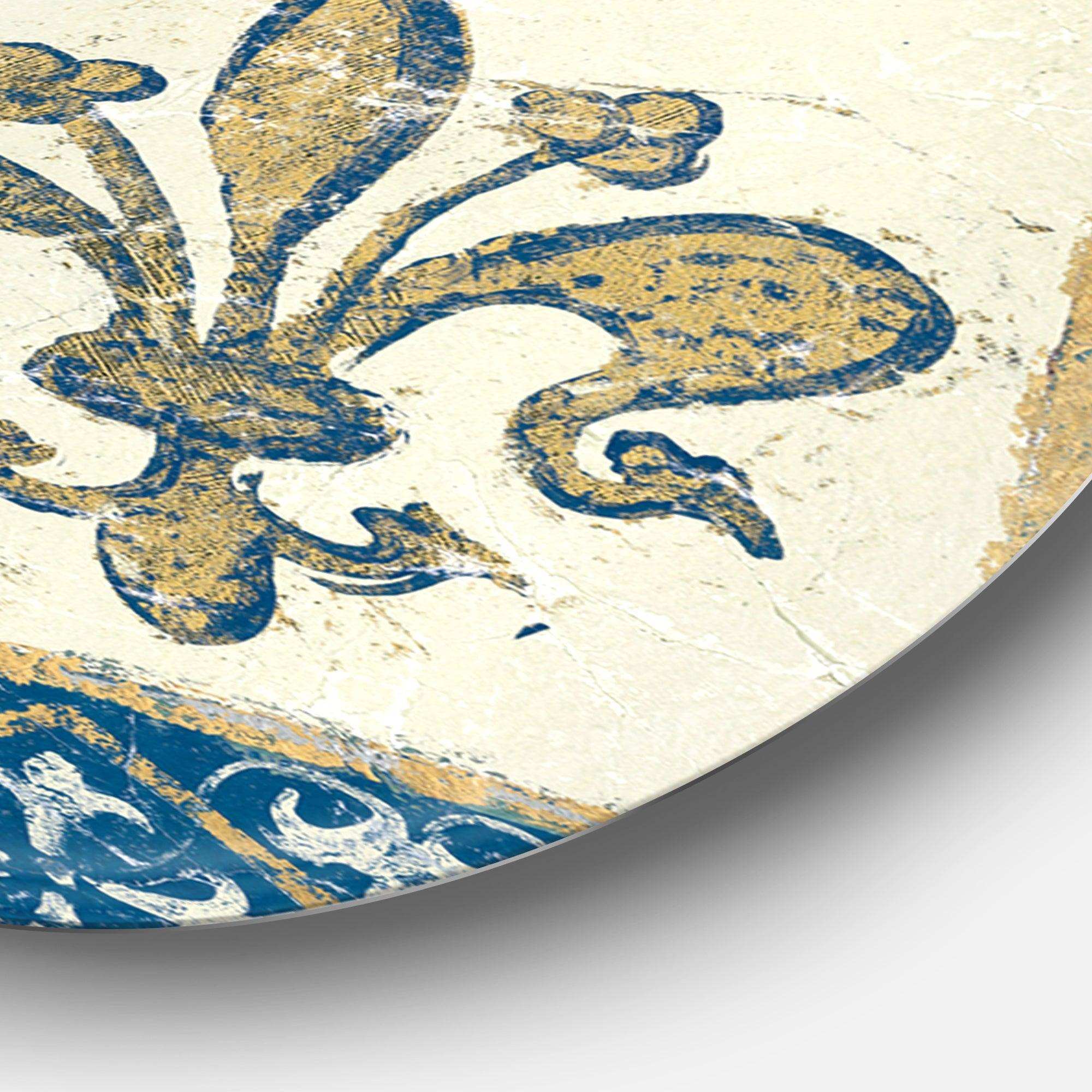 Fleur de Lis Gold Pattern - Cottage Circle Metal Wall Decor