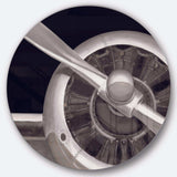 Travel by Air Grey Plane - Transportation Metal Circle Wall Art