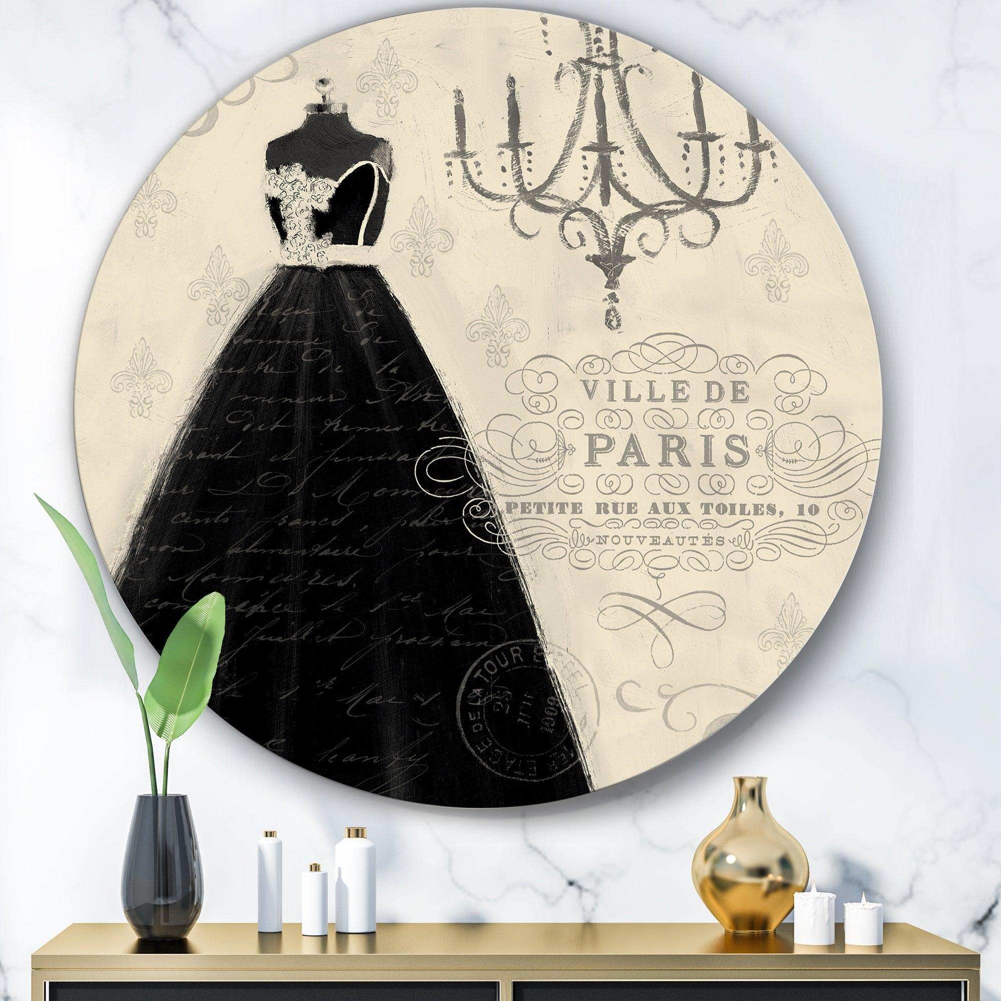 French chandeliers Couture IV - Fashion Round Metal Wall Art