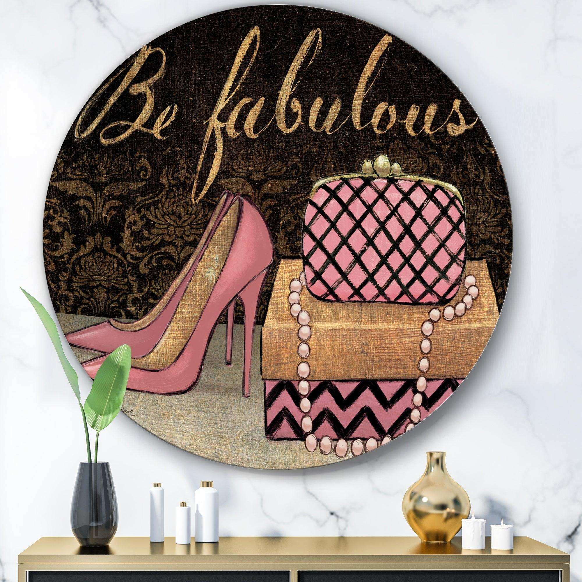 Gold Fabulous Life Style III - Fashion Circle Metal Wall Decor