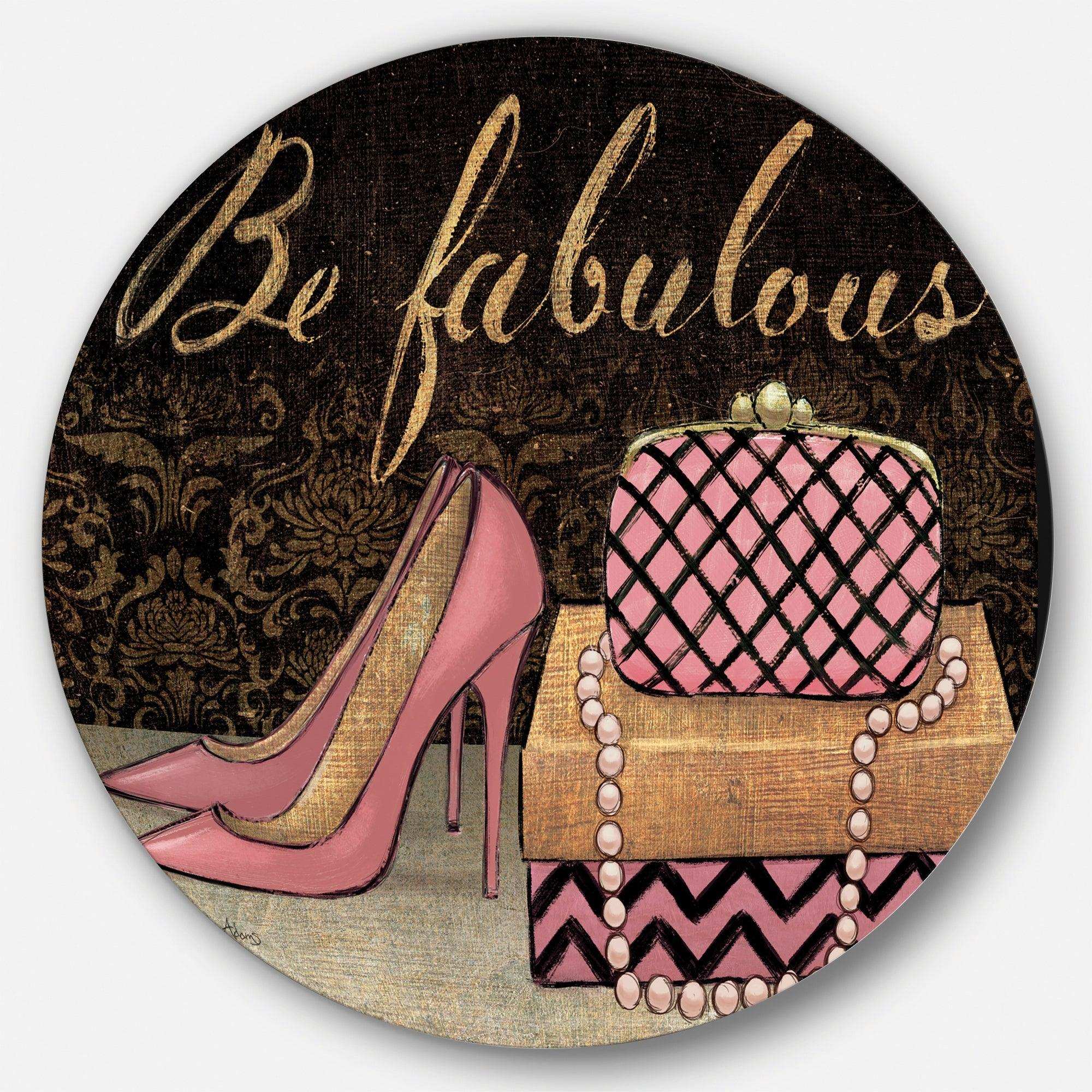 Gold Fabulous Life Style III - Fashion Circle Metal Wall Decor