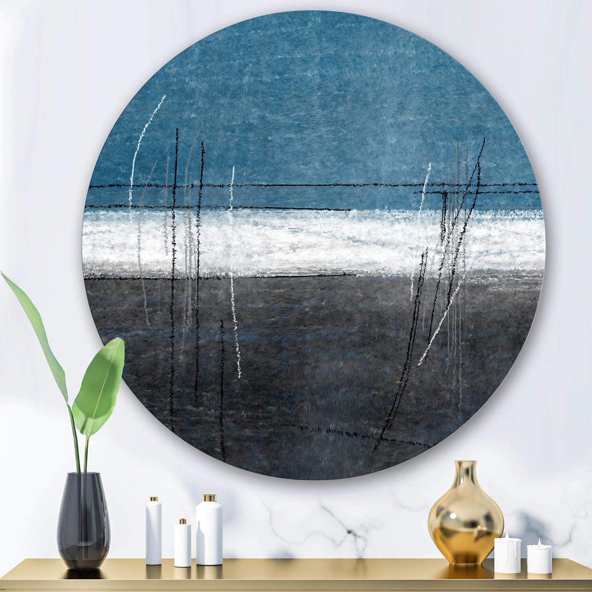 Teal Meets Grey Abstract Art - Abstract Circle Metal Wall Decor