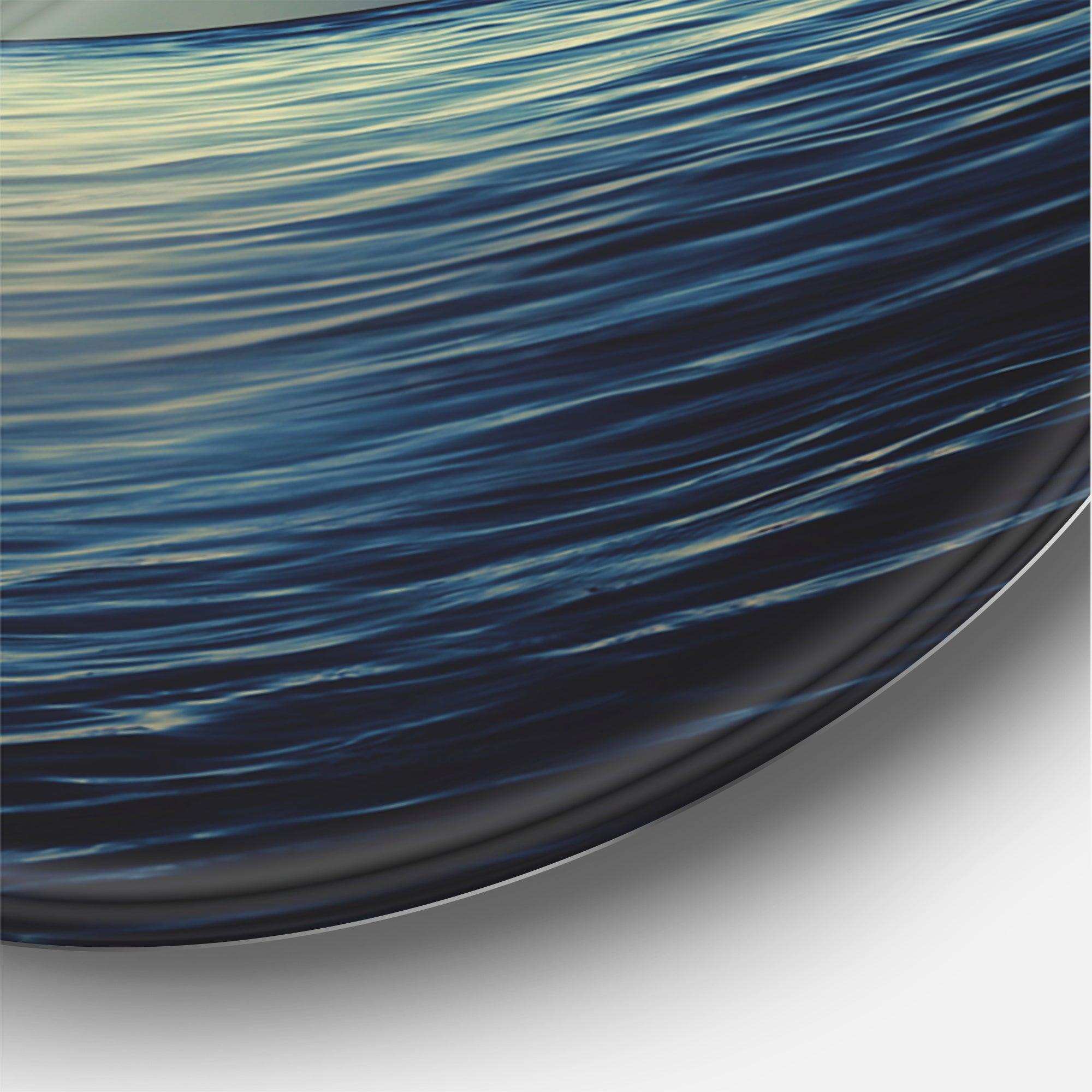 Super Moon Over The Sea II - Landscape Large Metal Circle Wall Art