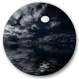 Full Moon In Cloudy Night Sky IV - Landscape Circle Metal Wall Decor