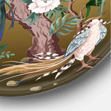 Chinoiserie With Birds and Peonies VI - Animal Circle Metal Wall Decor