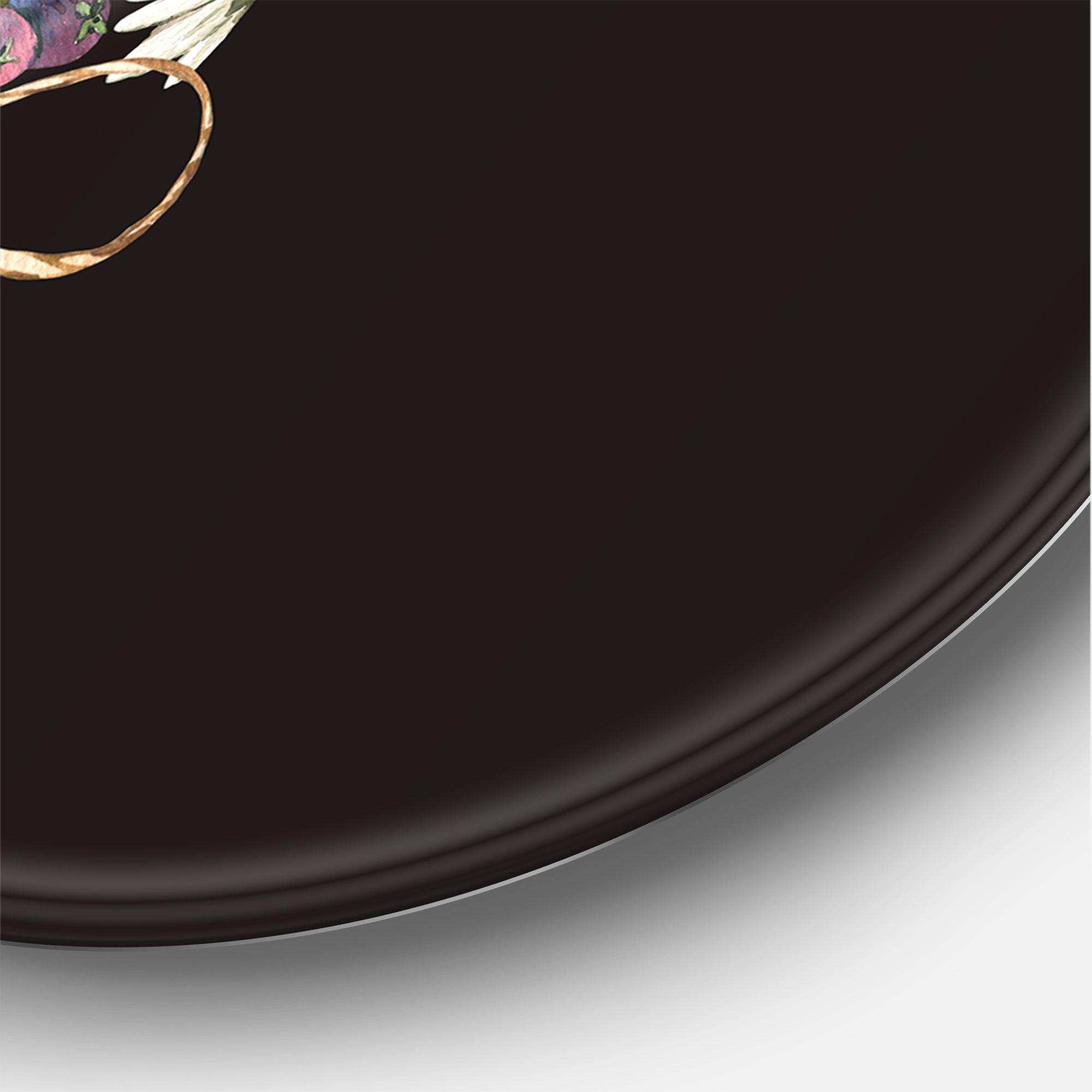 Vintage Floral Summer Wildflowers Arrangement - Floral Metal Circle Wall Art