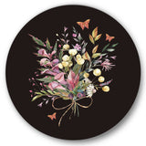 Vintage Floral Summer Wildflowers Arrangement - Floral Metal Circle Wall Art