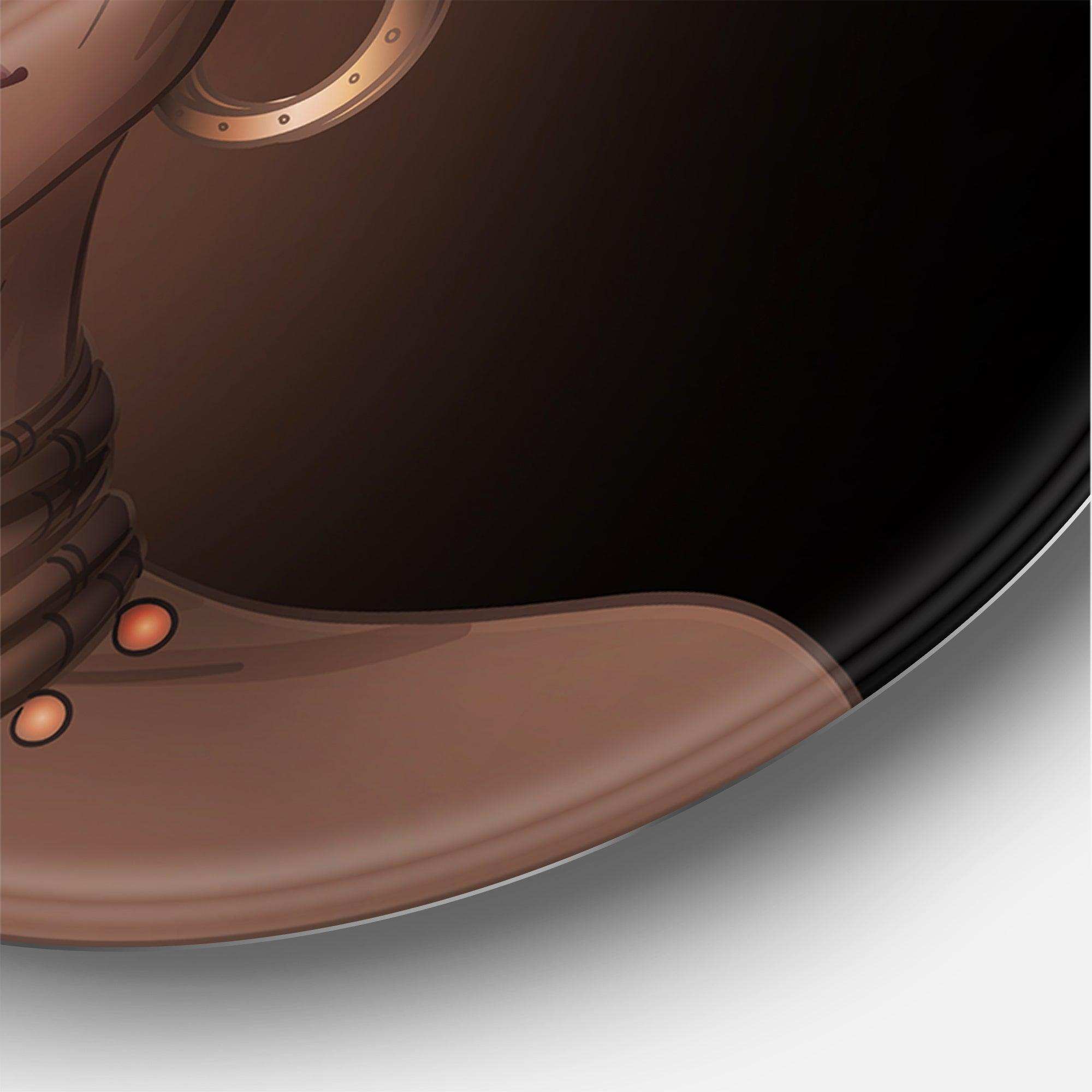 African American Woman with Turban V - People Round Metal Wall Art