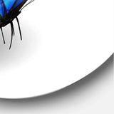 Vibrant Blue Butterfly - Animal Metal Circle Wall Art