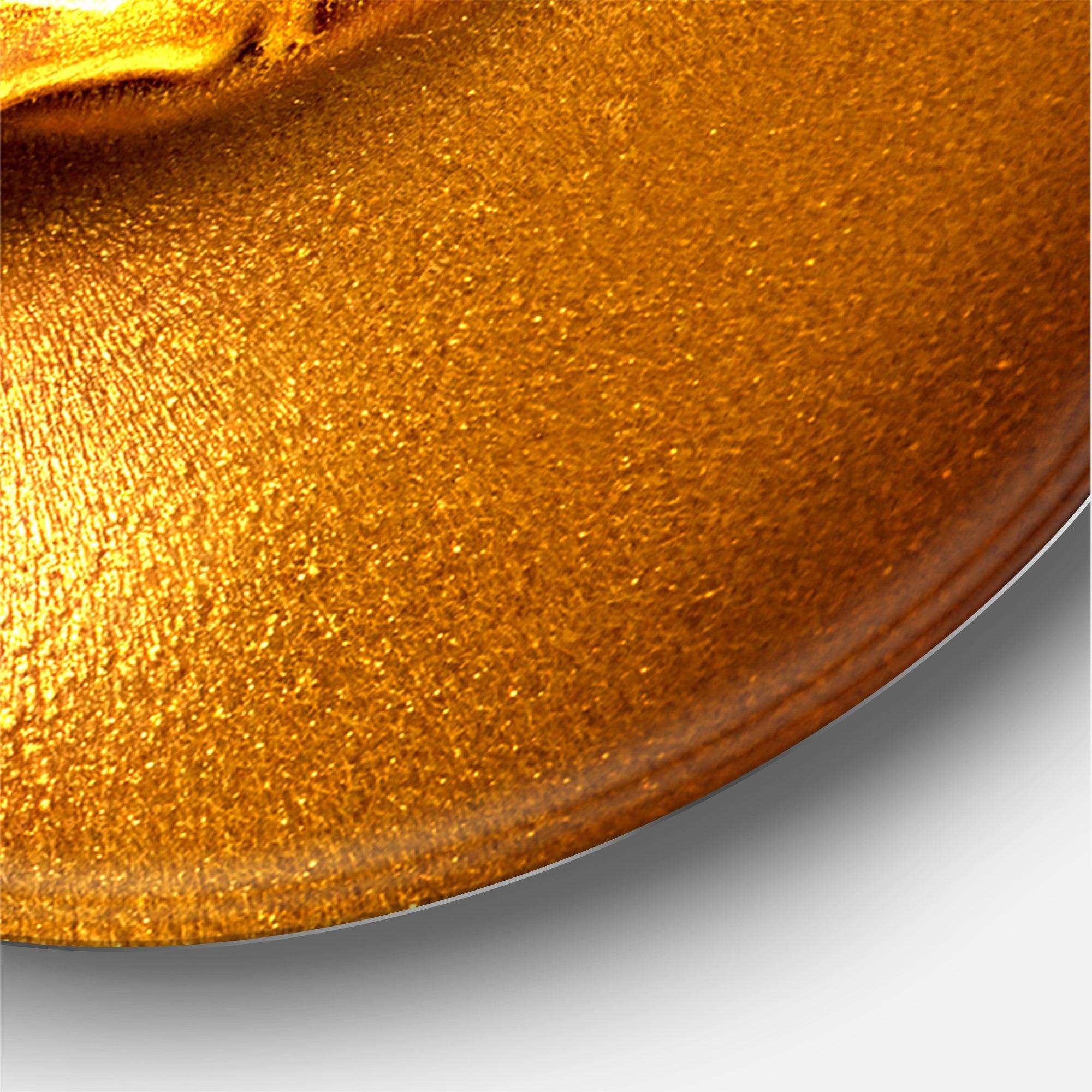 Gold Paint Drips From Sexy Woman Lips - People Oversized Circle Metal Wall Art