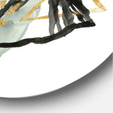 Minimalistic Landscape of Mountains With Moon II - Abstract Round Metal Wall Art