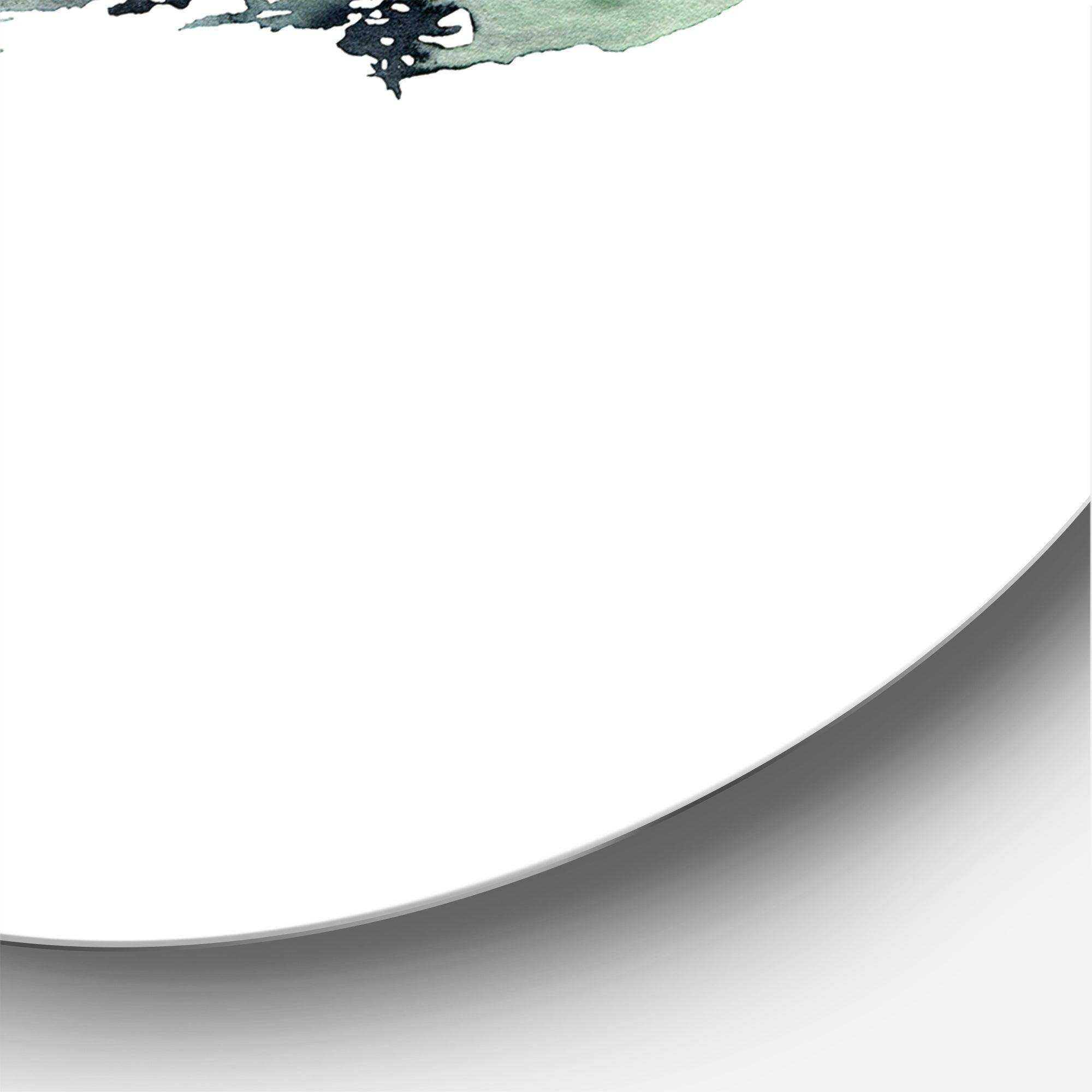 Minimalistic Winter Mountains and Fir Forest I - Landscape Circle Metal Wall Decor