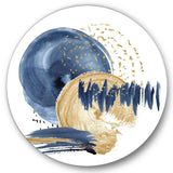 Dark Blue & Gold Abstract Circle Ocean Texture - Abstract Circle Metal Wall Decor