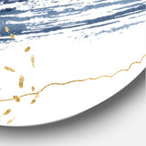 Dark Blue and Gold Abstract I - Abstract Metal Circle Wall Art
