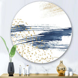 Dark Blue and Gold Abstract I - Abstract Metal Circle Wall Art