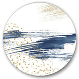 Dark Blue and Gold Abstract I - Abstract Metal Circle Wall Art