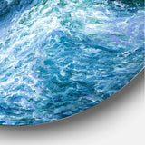 Waves Breaking During Wild Ocean Tide - Beach Round Metal Wall Art