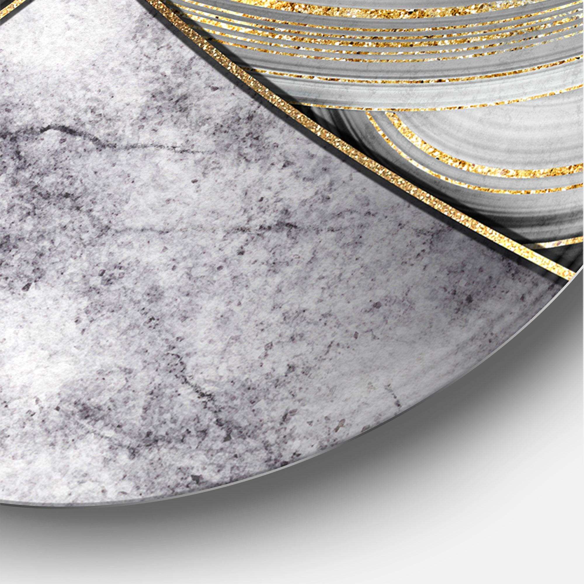 Marble Granite Agate With Touches Of Gold - Abstract Large Metal Circle Wall Art