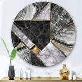 Marble Granite Agate With Touches Of Gold - Abstract Large Metal Circle Wall Art