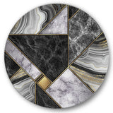 Marble Granite Agate With Touches Of Gold - Abstract Large Metal Circle Wall Art