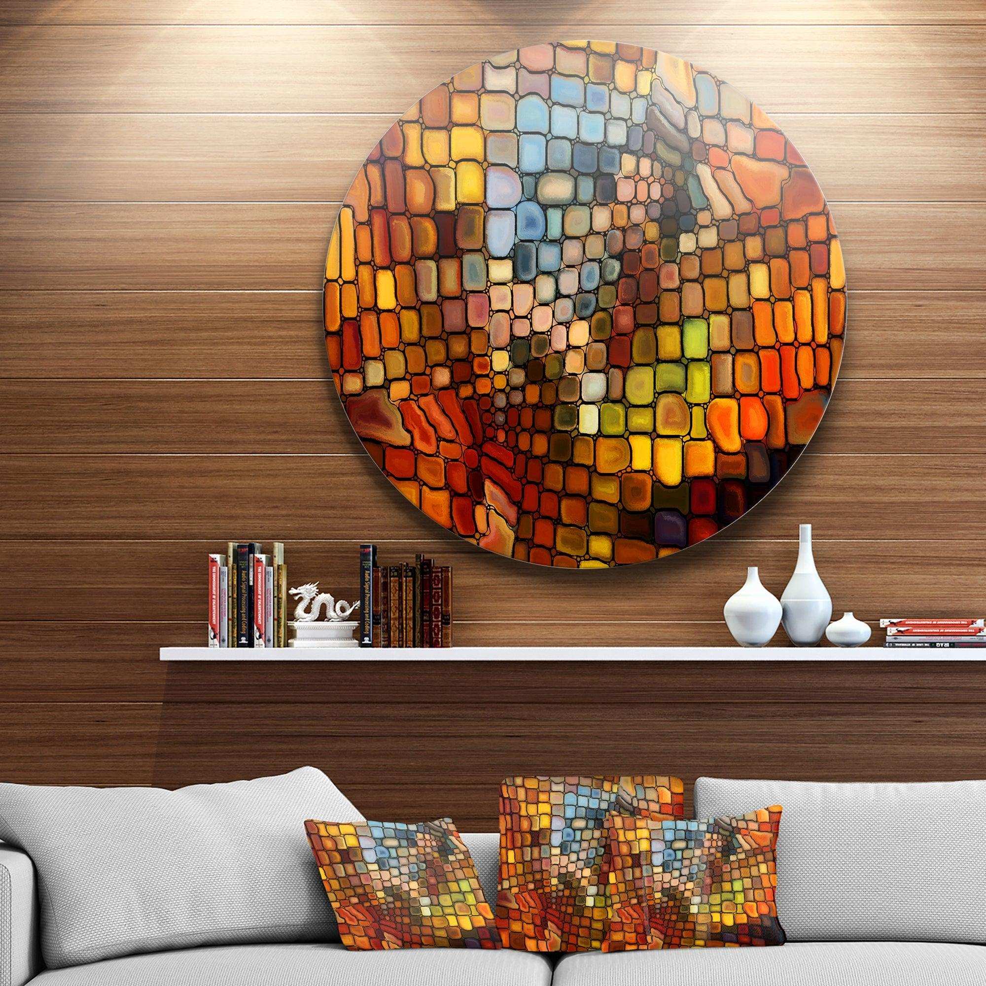 Dreaming of Stained Glass - Abstract Large Metal Circle Wall Art