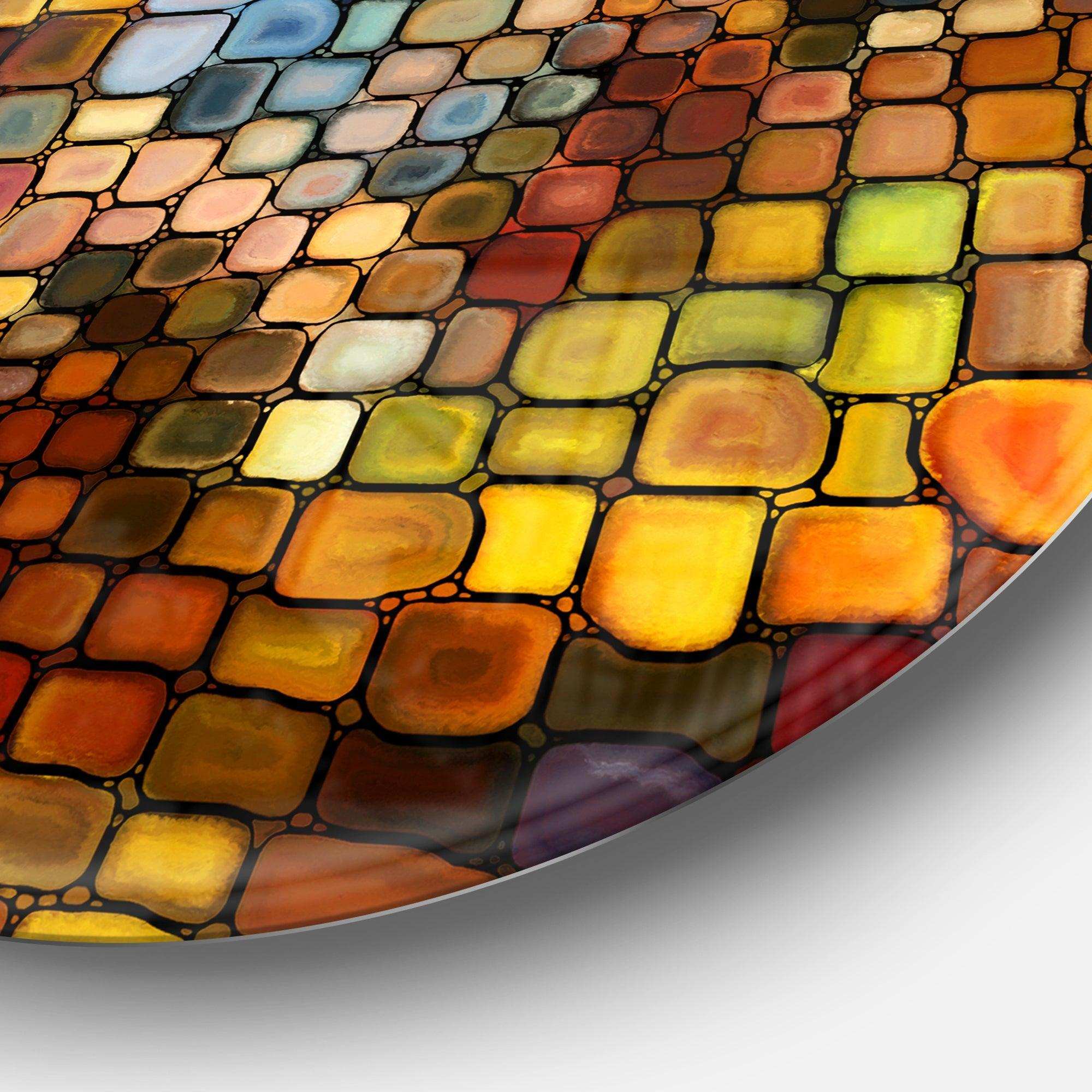 Dreaming of Stained Glass - Abstract Large Metal Circle Wall Art