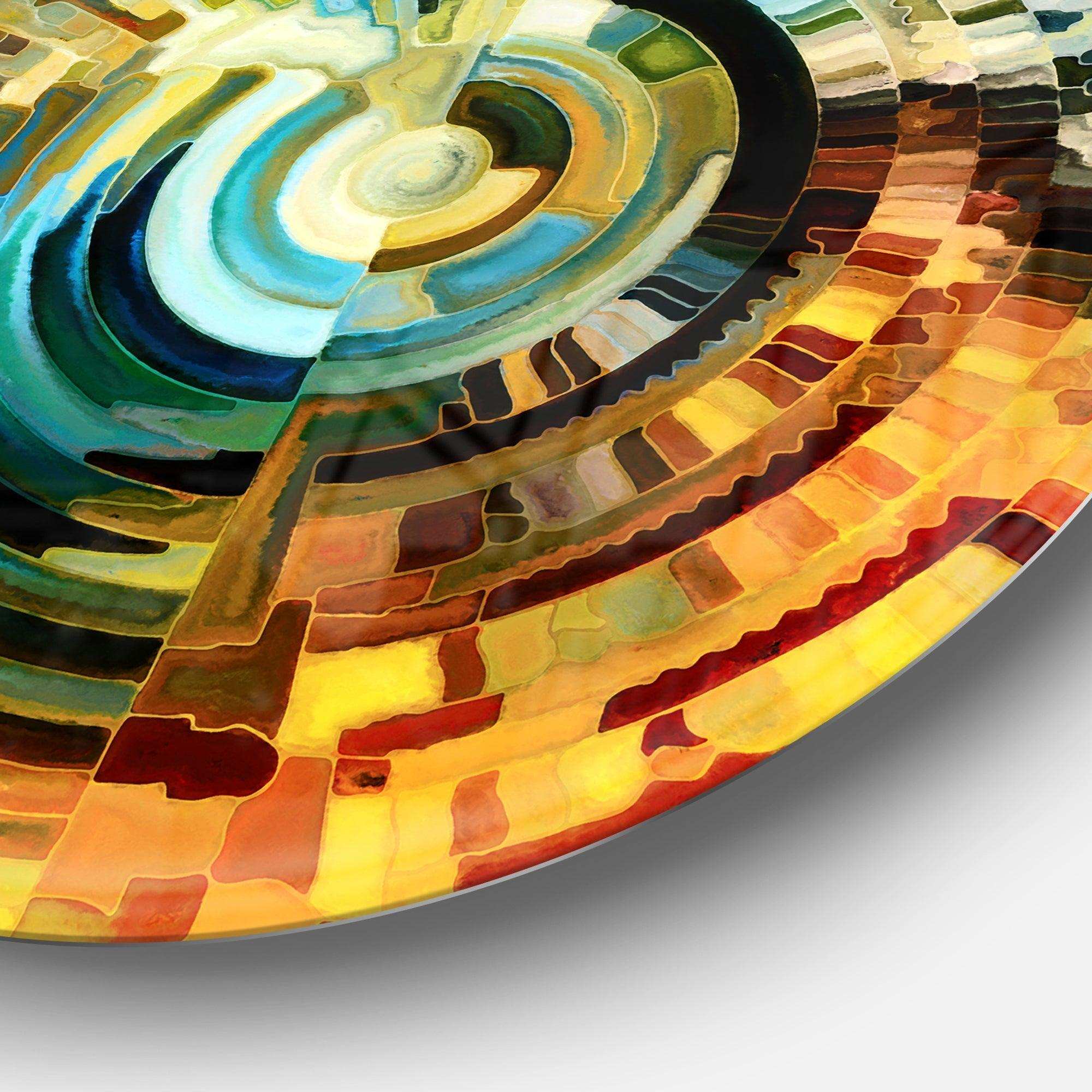 Paths of Stained Glass - Abstract Metal Circle Wall Art