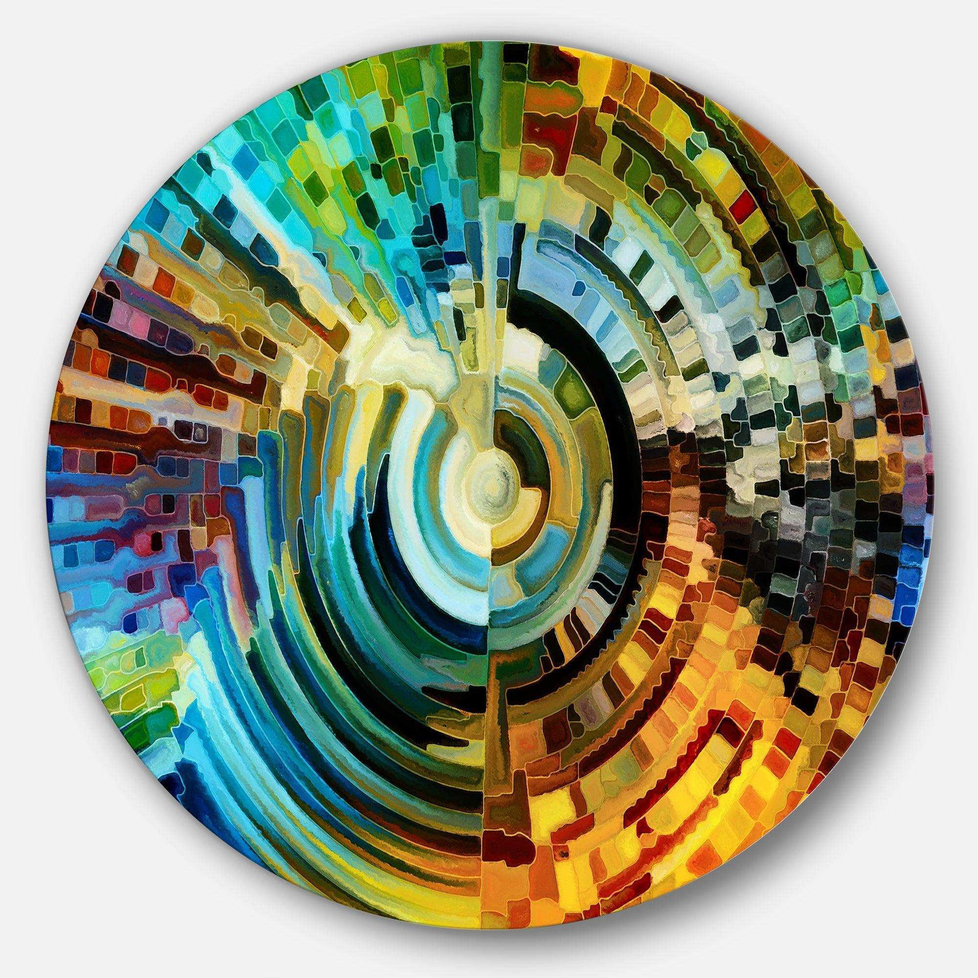Paths of Stained Glass - Abstract Metal Circle Wall Art