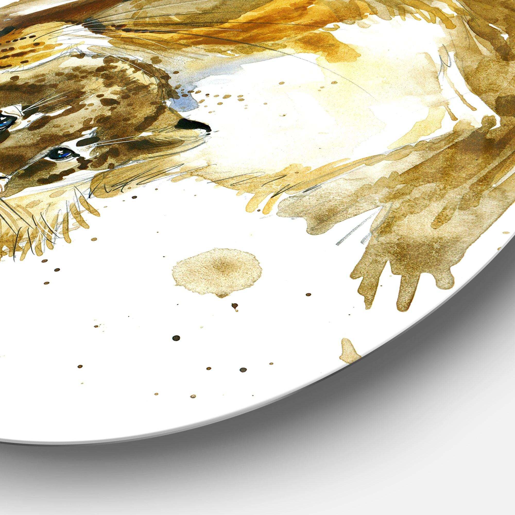 Lioness and Cub - Animal Metal Circle Wall Art