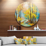 Yellow Falling Forest - Landscape Circle Metal Wall Decor