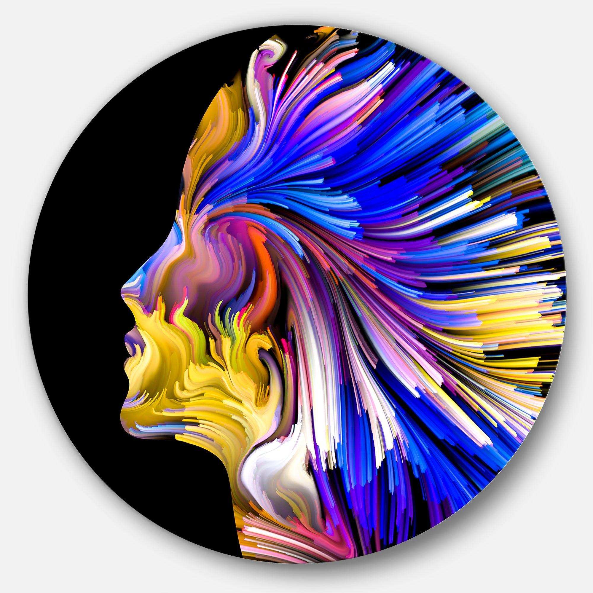 Imagination in Blue - Abstract Round Metal Wall Art