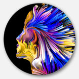 Imagination in Blue - Abstract Round Metal Wall Art