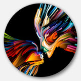 Kissing Minds Graphic Art - Abstract Large Metal Circle Wall Art